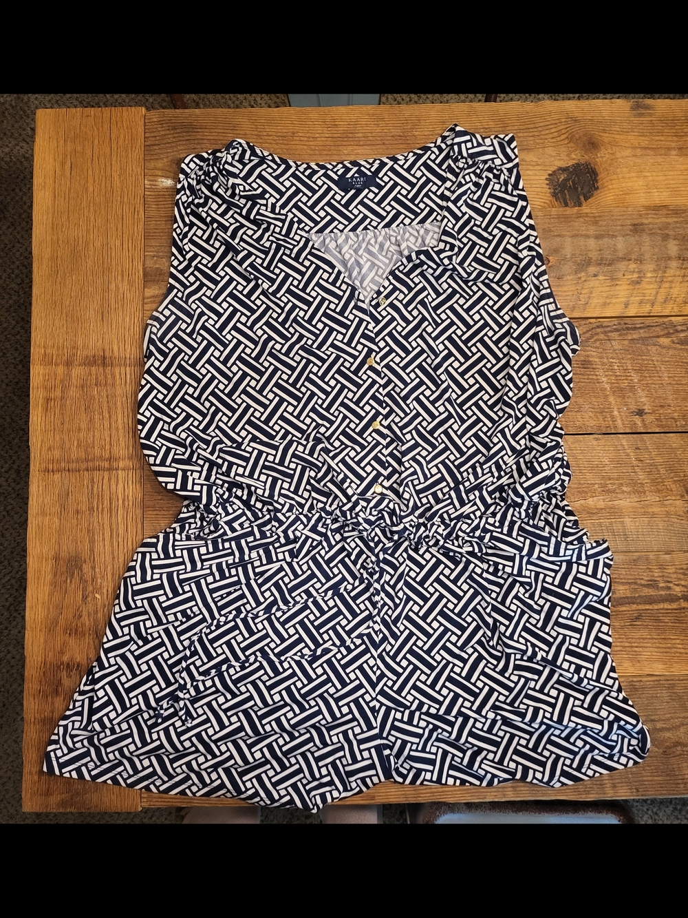 Women's Navy and White Geometric Print Sleeveless Romper